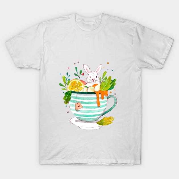 Bunny watercolor in a cup T-Shirt by The F* cake